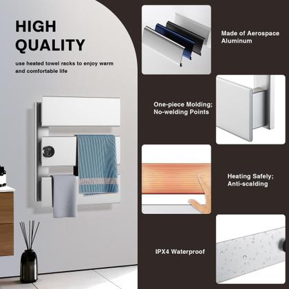 Imagem de Aquecedor de toalhas elétrico K&KALONZO de parede prateado K3-L-S