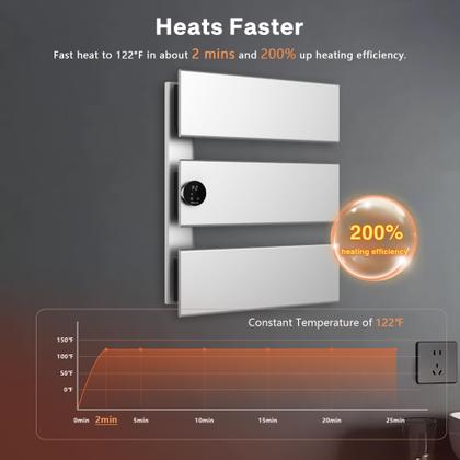 Imagem de Aquecedor de toalhas elétrico K&KALONZO de parede prateado K3-L-S