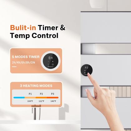 Imagem de Aquecedor de toalhas elétrico K&KALONZO de parede prateado K3-L-S