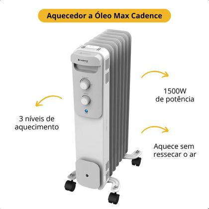 Imagem de Aquecedor Elétrico A Oleo AQC260 Cadence Anti-overturn Desligamento Silencioso Automático Portátil