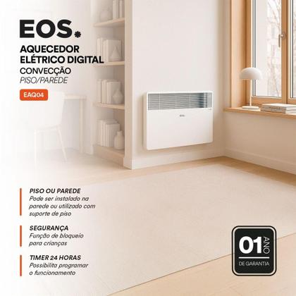 Imagem de Aquecedor Elétrico EOS Comfort Heat com Painel Digital para Piso e Parede com Tecnologia Convector 1500W EAQ04 110V