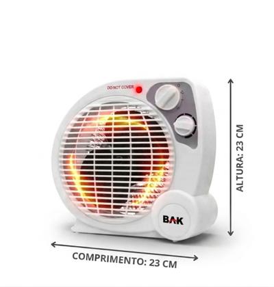Imagem de Aquecedor Elétrico Termoventilador 1800w 220v Portátil 4 Estágios Bak