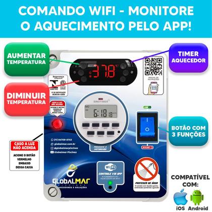 Imagem de Aquecedor Para Piscinas 10kw Até 40 Mil Litros Com Wifi Automático 