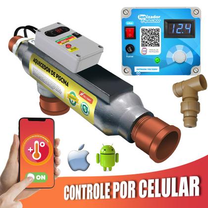 Imagem de Aquecedor Piscina Elétrico 40m³ Com Ionizador Via Wi-fi App