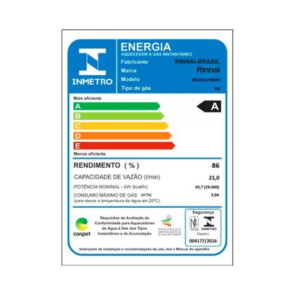Imagem de Aquecedor Rinnai 21 litros Preto E21 FEH GN (Digital) + Conjunto Ligação De 40Cm