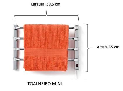 Imagem de Aquecedor Toalhas Térmico Cromado Mini Pequeno 220v Direito