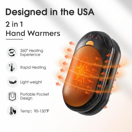 Imagem de Aquecedores de mãos recarregáveis UNIHAND, pacote com 2 unidades, 6000mAh, 20 horas de calor