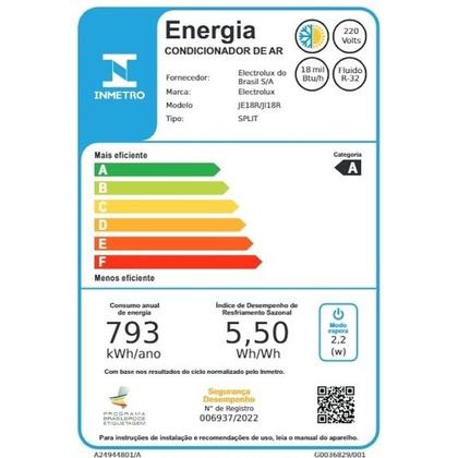 Imagem de Ar-Condicionado Electrolux Inverter 18.000 BTUs Color Adapt Quente/Frio (JI18R/JE18R)