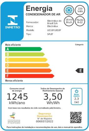 Imagem de Ar-Condicionado Electrolux Split 18.000 BTUs Color Adapt Frio (UI18F/UE18F)