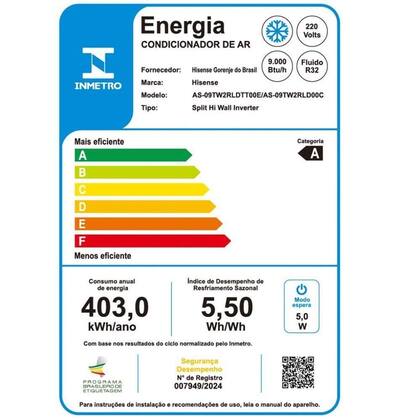 Imagem de Ar Condicionado Hisense 9000 BTUs Frio Inverter Hi Hall Wi Fi Hisense Branco 220V