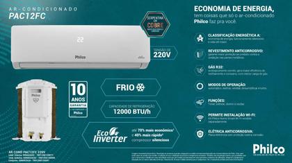 Imagem de Ar Condicionado Inverter Frio 12000 btus Eco Split PAC12FC Philco 220V