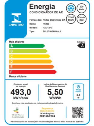 Imagem de Ar Condicionado Inverter Frio 12000 btus Eco Split PAC12FC Philco 220V