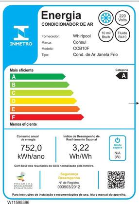 Imagem de Ar condicionado janela 10000 BTUs Consul frio com design moderno - CCB10FB