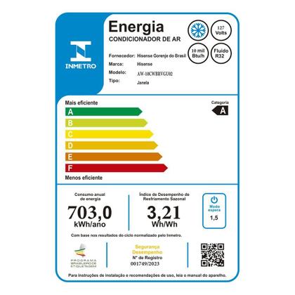 Imagem de Ar-Condicionado Janela Eletrônico Wi-Fi Hisense com 10.000 BTUs, Frio, Branco - AW-10CWBRVGU02