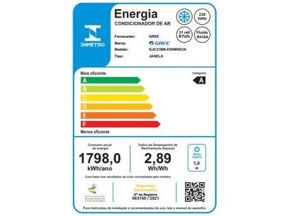 Imagem de Ar Condicionado Janela Mecânico Gree 21000 BTUs Frio GJC21BM-D3NMND2A - 220V