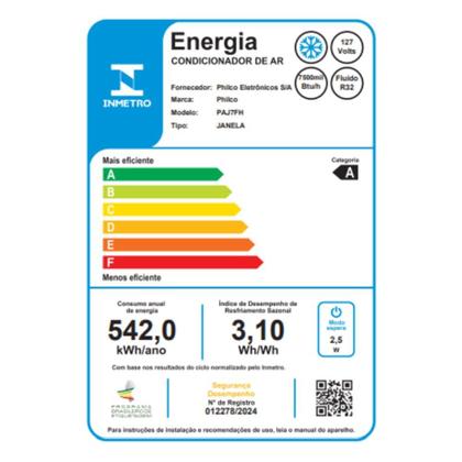 Imagem de Ar Condicionado Janela Philco Paj7fh 7.500 Btus Timer Eco Serpentina de Cobre Frio Branco