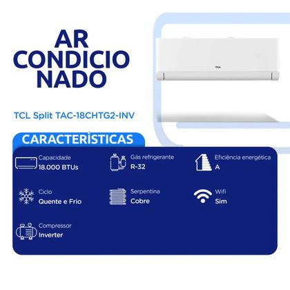 Imagem de Ar Condicionado Split 18.000 BTUs Inverter TAC-18CHTG2-INV TCL Quente e Frio