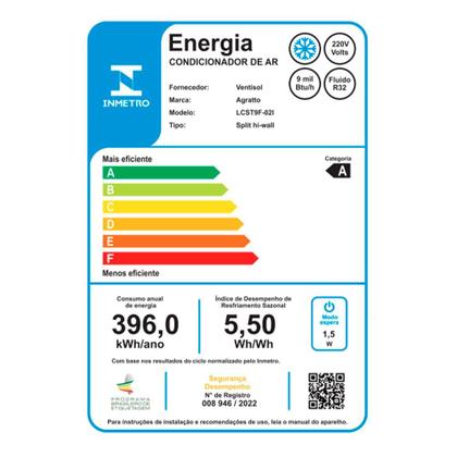Imagem de Ar Condicionado Split Agratto Liv Top Inverter 9.000 Btus Frio 220v R-32