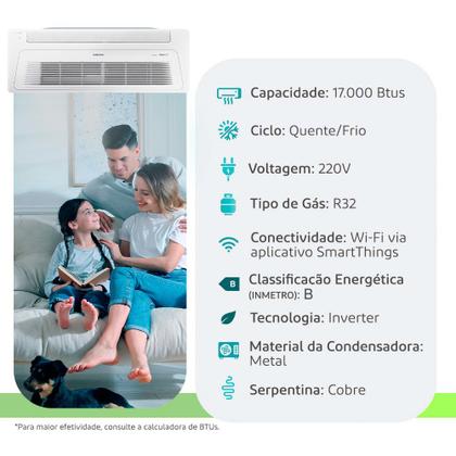Imagem de Ar Condicionado Split Cassete 1 Via - Inverter R-32 - Samsung - Windfree - 17.000 BTUs - Quente-Frio - 220V Monofásico