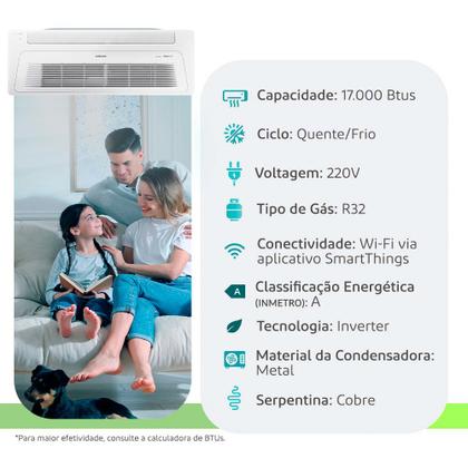 Imagem de Ar Condicionado Split Cassete 1 Via Inverter Samsung Windfree R-32 17000 Btus Quente/frio 220V AC018DN1DKG/AZ