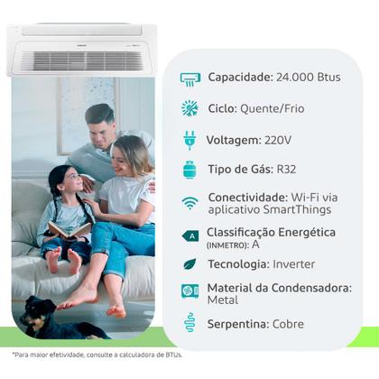 Imagem de Ar Condicionado Split Cassete 1 Via Inverter Samsung Windfree R-32 24000 Btus Quente/frio 220V AC024DN1DKG/AZ