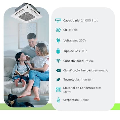 Imagem de Ar Condicionado Split Cassete 4 Vias - Inverter R-32 - Midea - 24.000 BTUs - Frio - 220V Monofásico