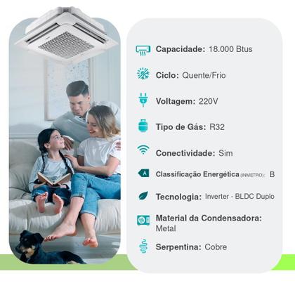 Imagem de Ar Condicionado Split Cassete 4 Vias - Inverter R-32 - Samsung - Windfree - 18.000 BTUs - Quente-Frio - 220V Monofásico