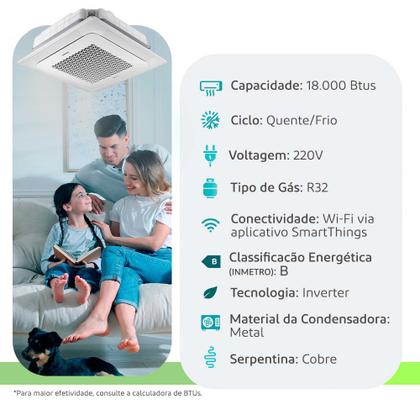 Imagem de Ar Condicionado Split Cassete 4 Vias - Inverter R-32 - Samsung - Windfree - 18.000 BTUs - Quente-Frio - 220V Monofásico