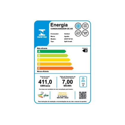 Imagem de Ar Condicionado Split Hi Wall Agratto Zen Top Inverter 12.000 Btus Frio 220V R-32