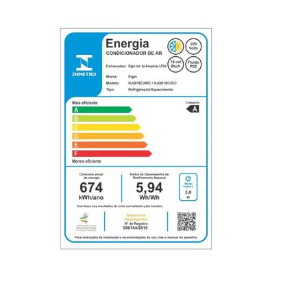 Imagem de Ar Condicionado Split Hi Wall Eco II Inverter Connect Elgin 18.000 Btus Quente e Frio 220v R-32