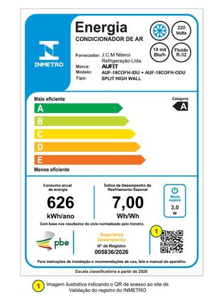 Imagem de Ar Condicionado Split Hi Wall Inverter Connect Aufit 18.000 Btus Frio 220V R-32