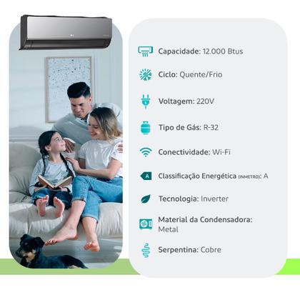 Imagem de Ar Condicionado Split Hi Wall - Inverter R-32 - LG - Dual Inverter Voice +AI ARTCOOL - 12.000 BTUs - Quente-Frio - 220V