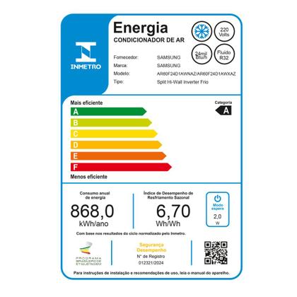 Imagem de Ar Condicionado Split Hi Wall Inverter Samsung Wi-Fi WindFree AI Connect 24.000 Btus 220V Frio R-32
