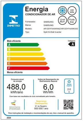 Imagem de Ar Condicionado Split Hi Wall Samsung WindFree AI Inverter 12.000 Btus Frio 220v R-32