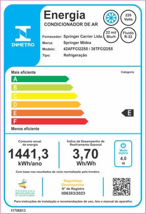 Imagem de Ar Condicionado Split Hi Wall Springer Midea Airvolution 22.000 Btus Frio 220v R-32