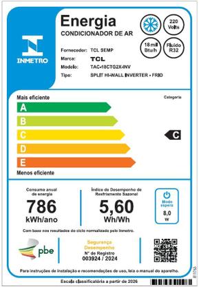 Imagem de Ar Condicionado Split Hi Wall TCL T-Pro 2.0 Inverter 18.000 Btus Frio 220v R32