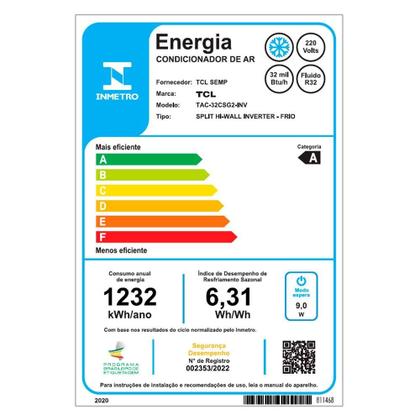 Imagem de Ar-Condicionado Split Inverter 32000 BTUs TCL Elite G2 High Wall Só Frio TAC-32CSG2-INV 220V