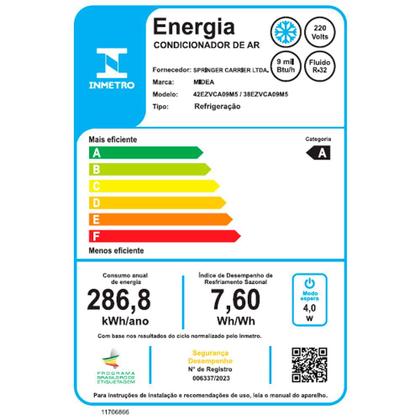 Imagem de Ar-Condicionado Split Inverter 9000 BTUs Midea AI Ecomaster High Wall Só Frio 42EZVCA09M5/38EZVCA09M5 220V