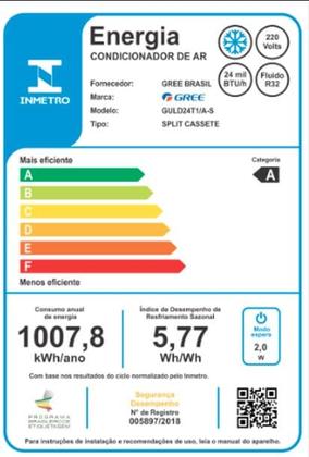 Imagem de Ar condicionado Split Inverter Cassete Gree G-Prime Compact 24.000 Btus R32 Frio 220v