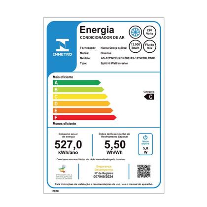 Imagem de Ar Condicionado Split Inverter Hisense Eco Plus 12000 BTU/h Frio AS-12TW2RLRCK00E - 220 Volts