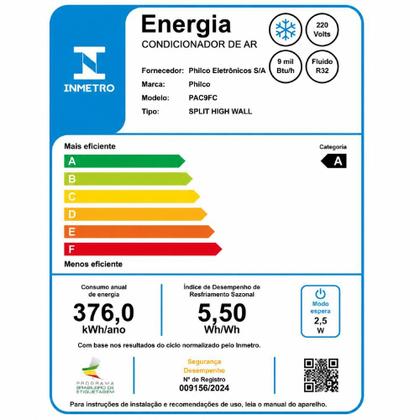 Imagem de Ar Condicionado Split Inverter Philco 9000 Btus Frio Pac9fc 220V