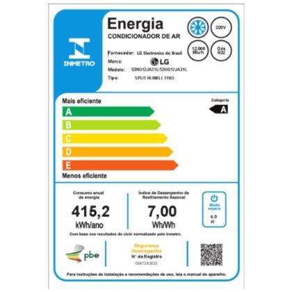 Imagem de Ar Condicionado Split LG DUAL Inverter AI Voice 12000 BTUs Frio 220V S3-Q12JA31L