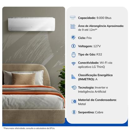 Imagem de Ar Condicionado Split LG Dual Inverter Voice +IA 9000 BTUs Frio 127V S3-Q09AA31B
