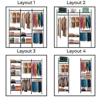 Imagem de Aramado Closet Arara Roupas Prateleiras Trilho Parede 1,90m PT
