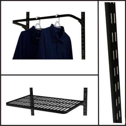 Imagem de Aramado Closet Arara Roupas Prateleiras Trilho Parede 1,90m PT
