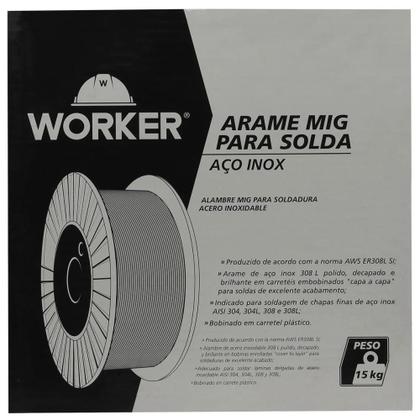 Imagem de Arame de Solda Mig em Aço Inox 308L Capa a Capa 1,2mm 15Kg Worker