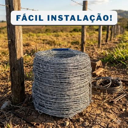 Imagem de Arame Farpado Para Cerca Rural Wagyu Rolo Com 100m Aço Galvanizado 1,6mm Resistente 250kgf