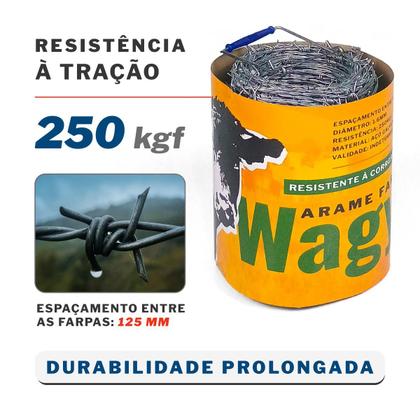 Imagem de Arame Farpado Para Cerca Rural Wagyu Rolo Com 100m Aço Galvanizado 1,6mm Resistente 250kgf