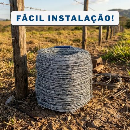 Imagem de Arame Farpado Para Cerca Rural Wagyu Rolo Com 250m Aço Galvanizado 1,6mm Resistente 250kgf
