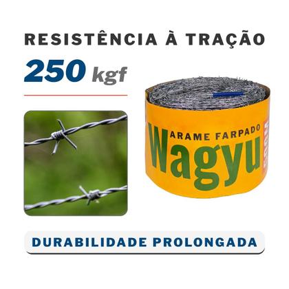 Imagem de Arame Farpado Para Cerca Rural Wagyu Rolo Com 500m Aço Galvanizado 1,6mm Resistente 250kgf